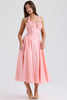 rose pink cotton halter midi sundress