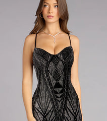 Barbra Glitter Velvet Lace-Up Formal Dress