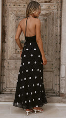 Nya Maxi Dress - Black/White Polka Dot