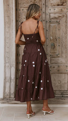 Kiana Midi Dress - Chocolate Polka
