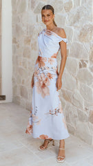 Wanita Off The Shoulder - Blue Floral