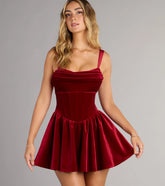 Kyla Velvet Cutout Skater Short Dress