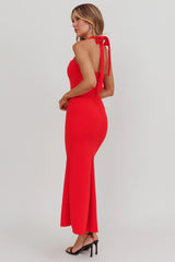 Fire Of Stars Halterneck Maxi Dress Red