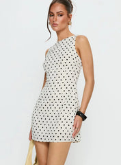 Kherin Boat Neck Romper Cream Polka