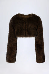 Faux Fur Cropped Bolero in Brown