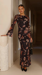Koah Long Sleeve Maxi Dress - Flower Print