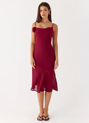 Anne Midi Dress - Deep Red