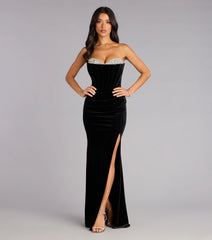 Juliette Velvet Corset Rhinestone Formal Dress