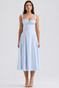 soft blue cotton bustier sundress