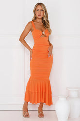 Editor In Chic Mesh Maxi Dress Orange