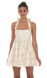 Floral Flare Babydoll Dress in Cream