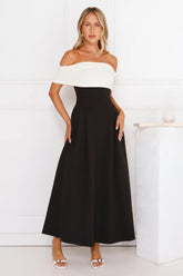 Too Hot To Handle Off Shoulder Maxi Dress Black