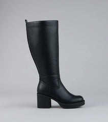 Steppin Up Block Heel Knee High Boots