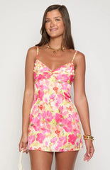 Honey Yellow Floral Pop Mini Dress