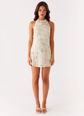 Leo Beaded Mini Dress - Yellow