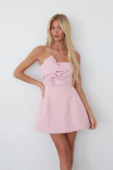 Alix Twist Front Bubble Pink Mini Dress