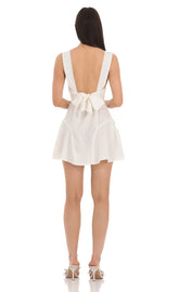 Plunge V-Neck Dress in White