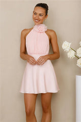 Infinite Charm Halter Mini Dress Pink