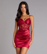 Alaia Floral Embroidered Satin Mini Dress