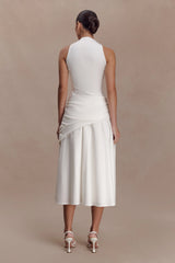Emily Wrapped Waist Midi Dress - White