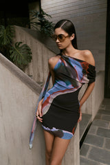 Daisie Chiffon Mini Dress - Multi Fluid Reverie Print
