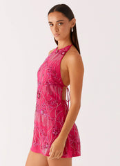 Leo Beaded Mini Dress - Fuchsia