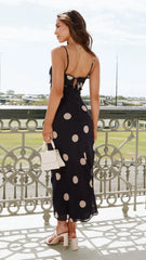 Jianna Maxi Dress - Black/Cream Polka