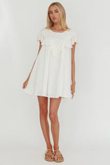 Sunshine Weekend Frill Trim Babydoll Mini Dress White