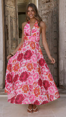 Anara Maxi Dress - Pink Floral