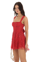 Floral Fit and Flare Dress in Red