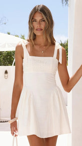 Nari Tie Strap Mini Dress - White