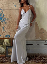 Devotedness Satin Corset Maxi Dress Silver