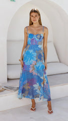 Rahima Maxi Dress - Blue Floral