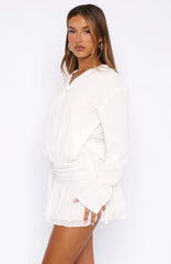 Can't Get Me Long Sleeve Mini Dress White