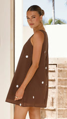 Natala Shift Mini Dress - Chocolate / White Polka Dot
