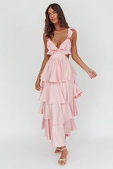 Catalina Tiered Ruffle Cut-Out Maxi Dress Blush