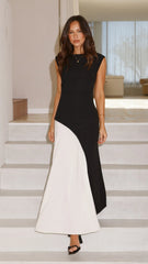 Charlotte Contrast Midi Dress - Black/White