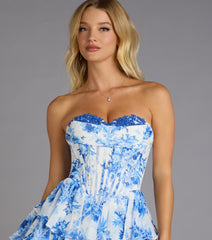Lilianna Floral Chiffon Ruffle Skater Dress