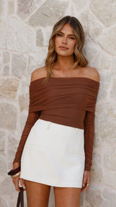 Isadora Off Shoulder Top - Chocolate
