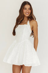 Rune Halterneck Mini Dress Applique White
