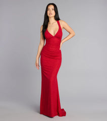 Ayla Lace-Up Slit Mermaid Glitter Formal Dress
