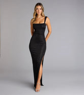 Brittney Lace-Up Slit Bodycon Glitter Formal Dress
