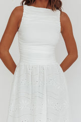 Dalayla Sleeveless Eyelet Maxi Dress White