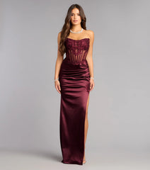 Adria Satin Corset Column Formal Dress