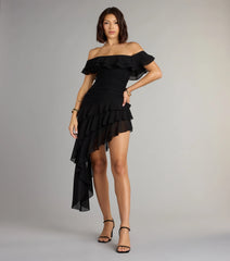 Drama Me Softly Ruffle Chiffon Mini Dress