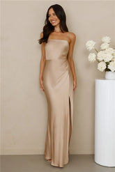 The Violetta Satin Maxi Dress Champagne
