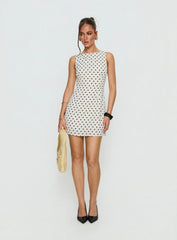 Kherin Boat Neck Romper Cream Polka