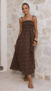 Tammy Maxi Dress - Chocolate Polka