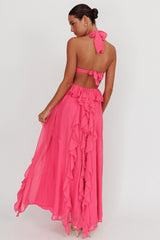 Santiago Cut-Out Ruffle Maxi Dress Fuchsia