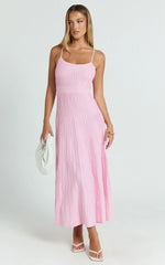 Panelled Knit Dress in Pale Pink